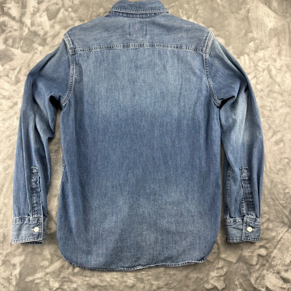 American Eagle Mens Denim Button Down Shirt Medium Wash Blue Cotton Small 11/18 - Picture 2 of 16